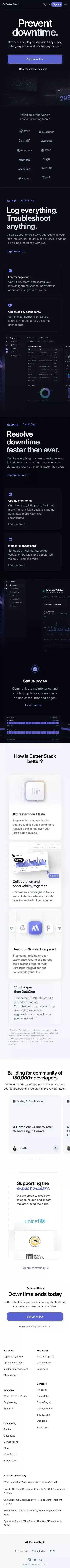 Better Stack: Spot, Resolve, and Prevent Downtime. mobile view
