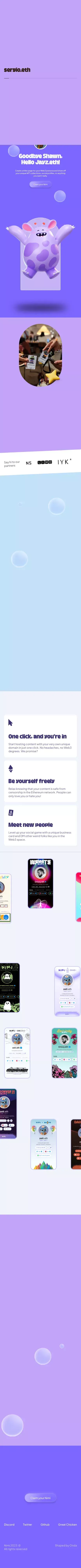 Nimi: Your Web3 social media but way better - Claim yours today mobile view