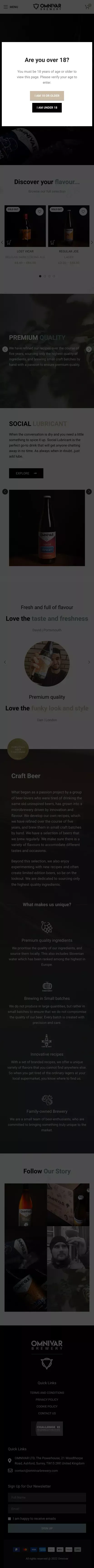 Omnivar Brewery mobile view