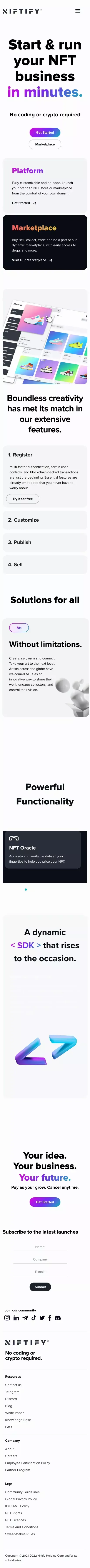 Niftify.io mobile view