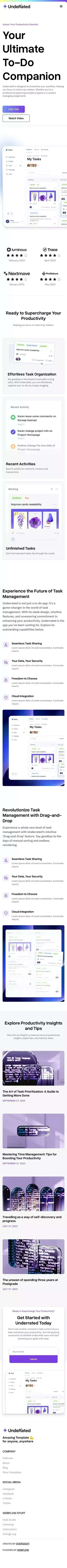 Underrated - Webflow HTML website template mobile view