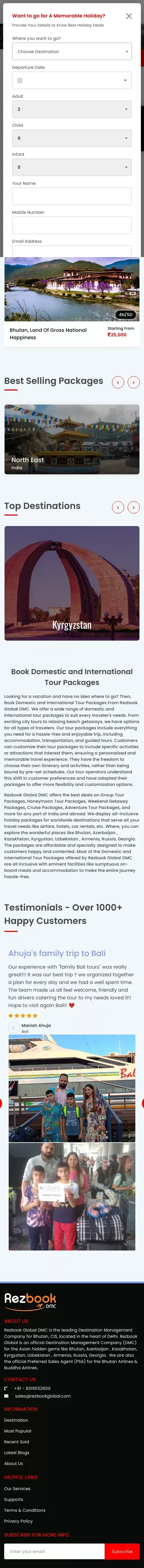 Personalize Holiday Packages | Rezbook Global DMC mobile view
