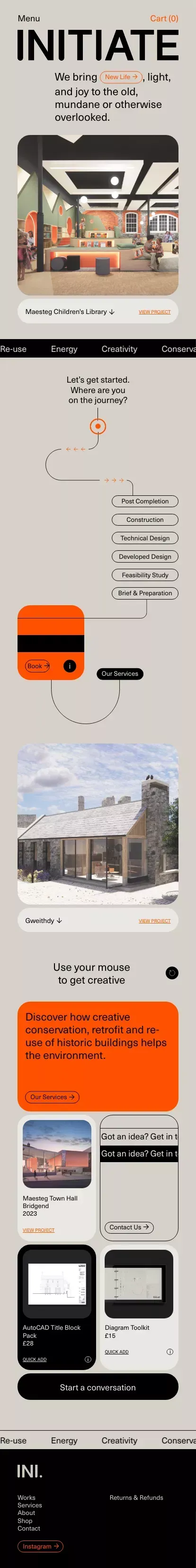 Initiate Architecture mobile view
