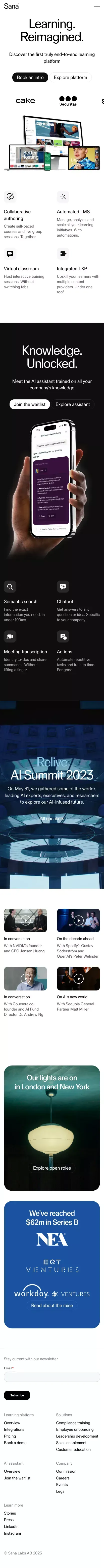 Augmenting human intelligence | Sana mobile view