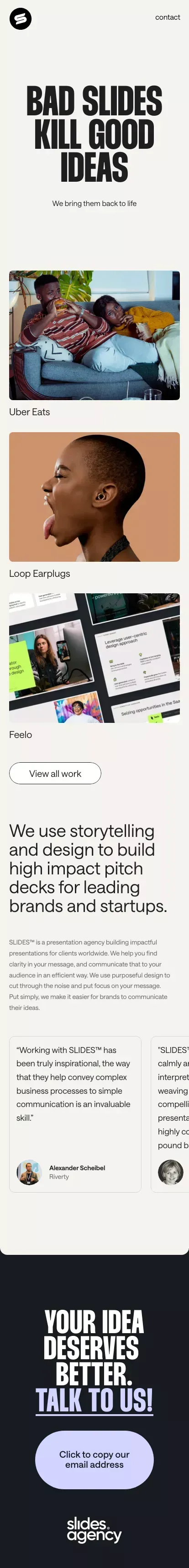 SLIDES - Presentation Design Agency mobile view