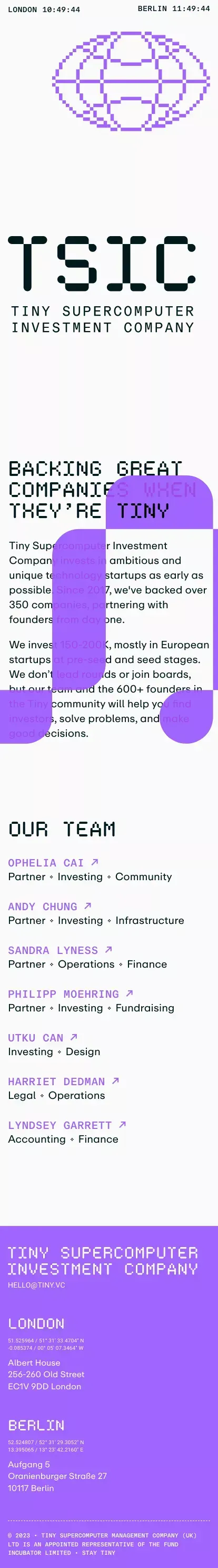 TSIC: Tiny Supercomputer Investment Company mobile view