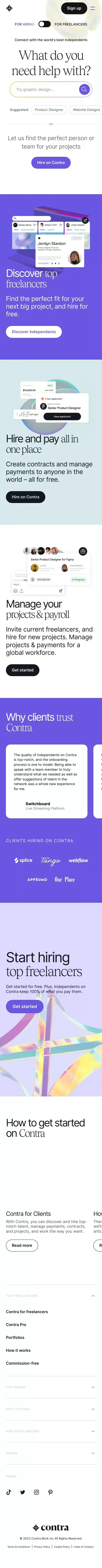 Freelance Marketplace: Commission-Free | Contra mobile view