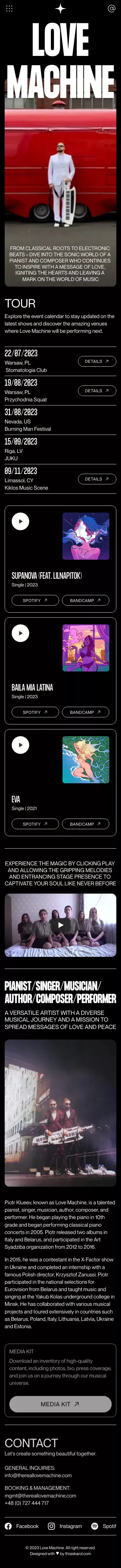 Love Machine mobile view