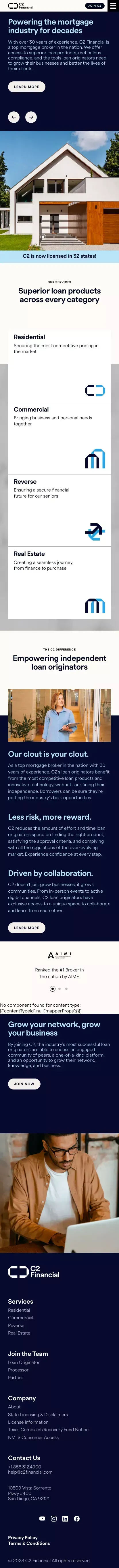 C2 Financial mobile view