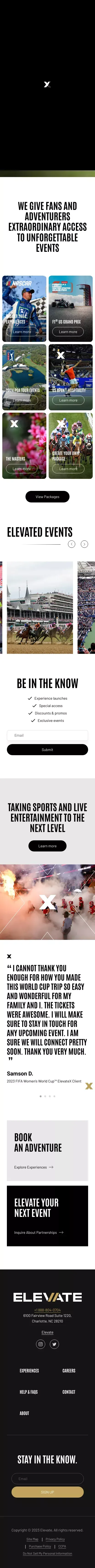 Elevate X - Building Memorable Sport & Entertainment Experiences mobile view