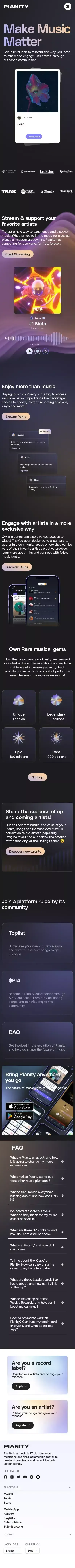 Pianity - Stream & Collect unique Musical Experiences mobile view