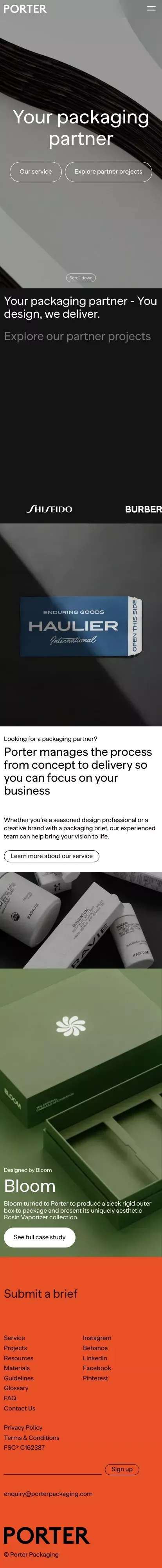 Porter Packaging | You design, we deliver mobile view