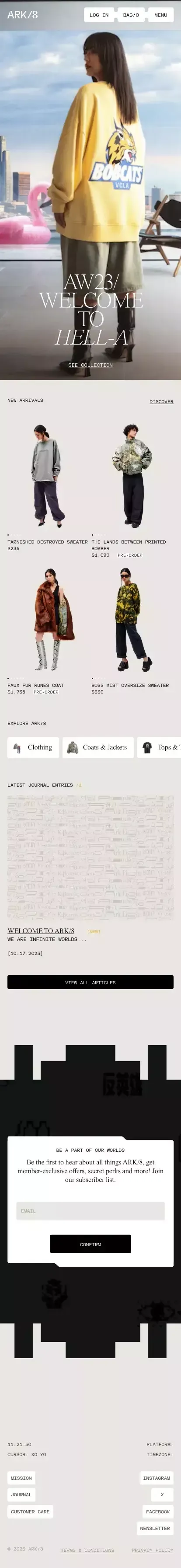 ARK/8 - Official Website mobile view