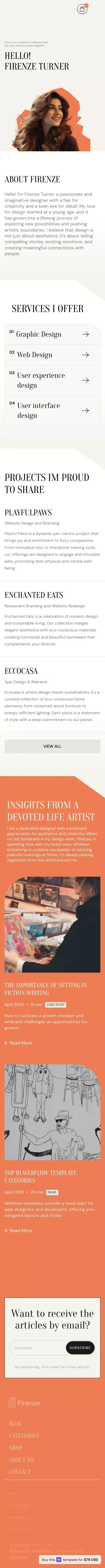Firenze - Webflow Ecommerce website template mobile view