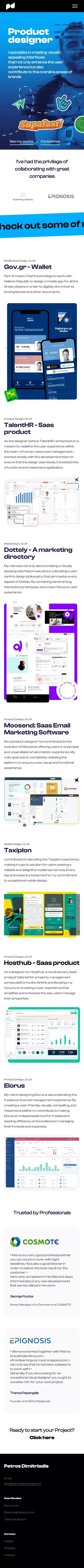 Petros Dimitriadis - Product Designer - UI/UX designer - Mobile apps - Athens - Greece mobile view
