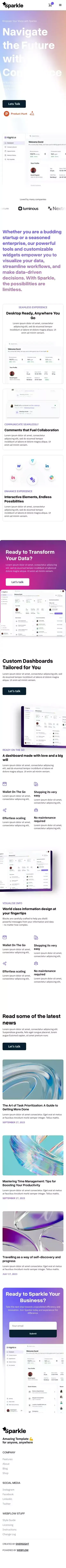 Sparkle - Webflow Ecommerce website template mobile view