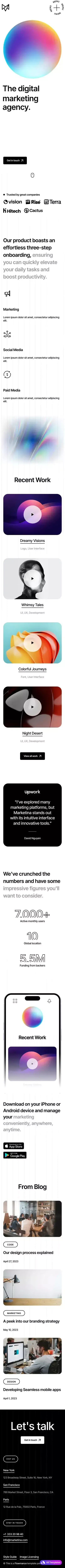Marketina - Webflow Ecommerce website template mobile view