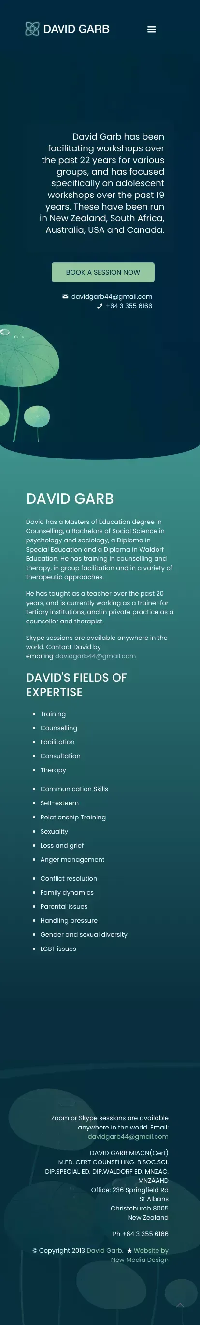 David Garb mobile view