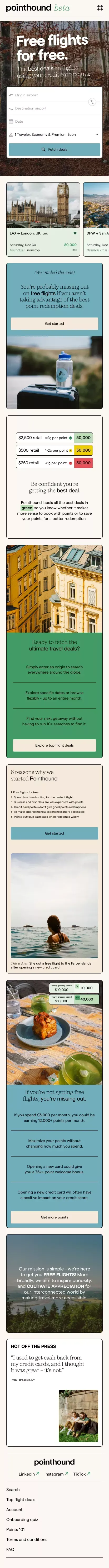 Pointhound mobile view