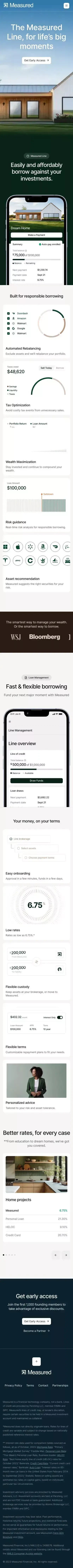 Measured Financial mobile view