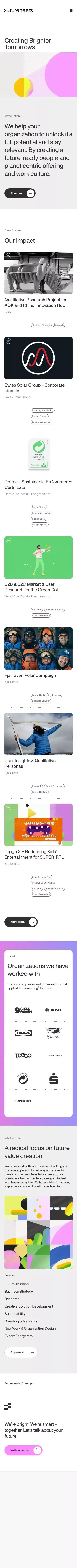 Futureneers mobile view