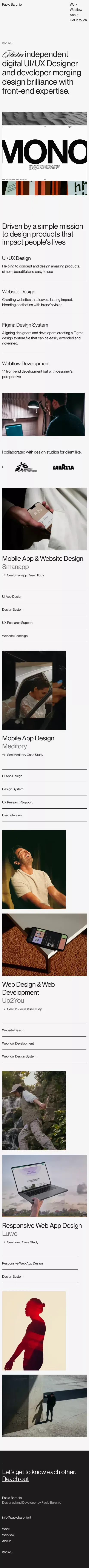 Paolo Baronio | UI/UX Designer & Webflow Developer mobile view