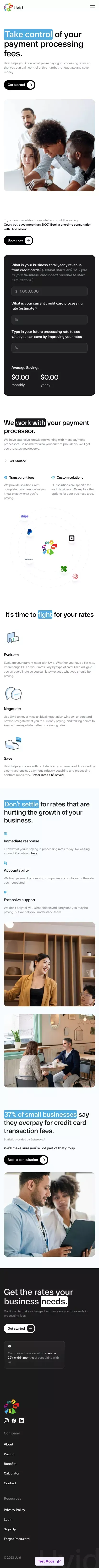 Uvid | Lowering Credit Card Processing Fees mobile view
