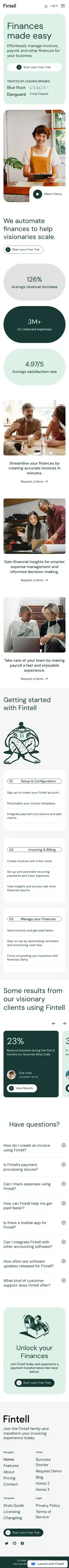 Fintell - Webflow Ecommerce website template mobile view