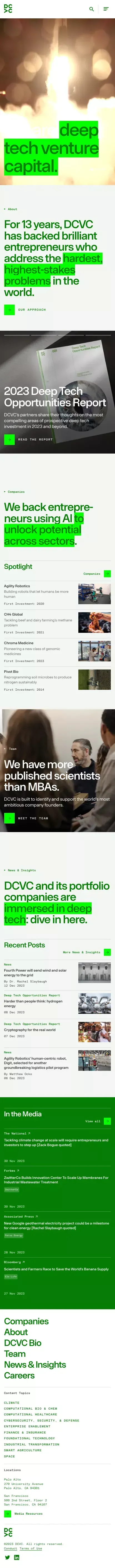 DCVC | Home mobile view