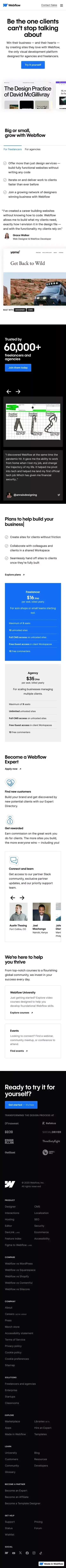 Freelancers and Agencies mobile view