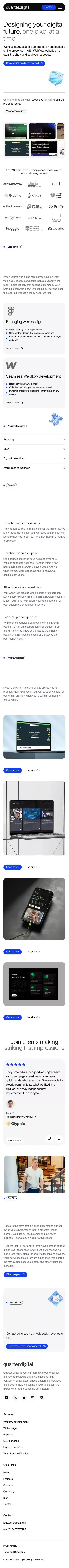 Quarter Digital | Webflow Web Design Agency UK mobile view