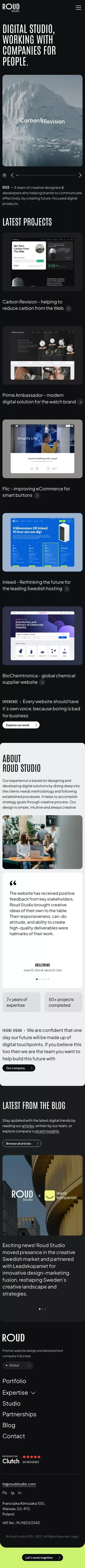 Roud Studio - Global Digital Design Agency mobile view