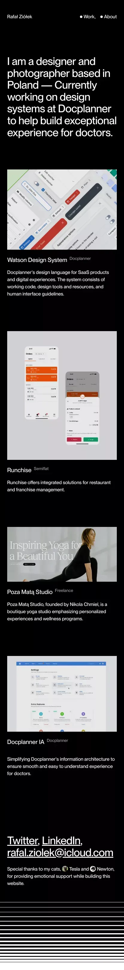 Rafał Ziółek — Product Designer & Photographer mobile view