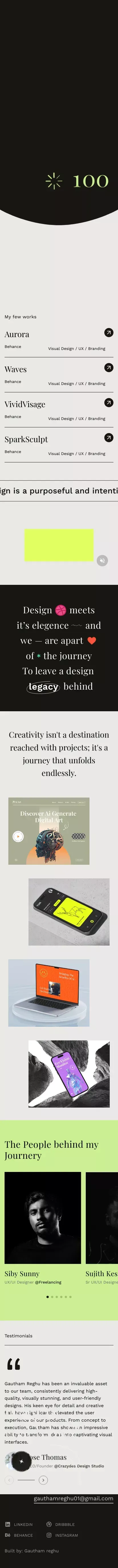 Gautham Reghu a UI Designer mobile view