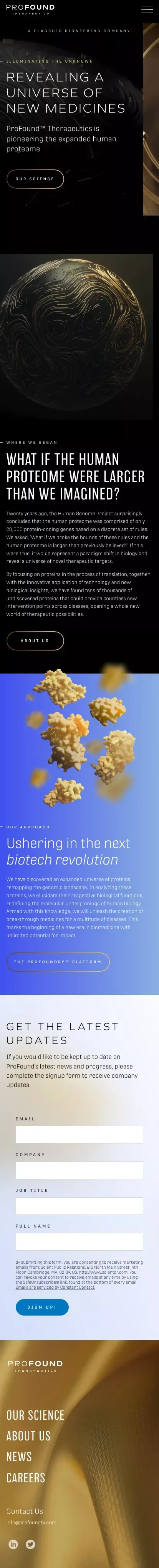 ProFound Therapeutics mobile view