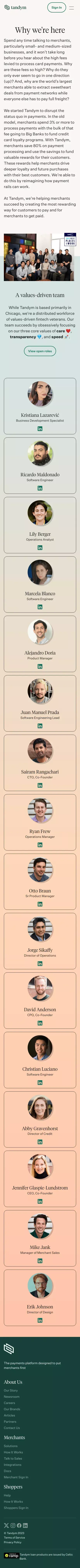 Tandym | Our Story mobile view
