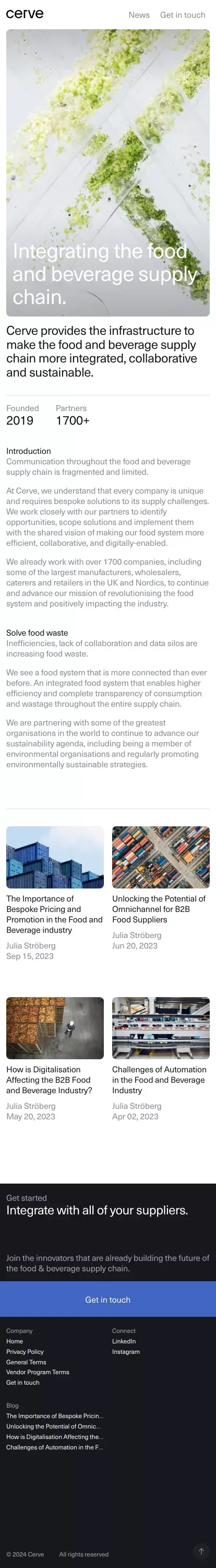 Cerve – Integrating the food and beverage supply chain mobile view