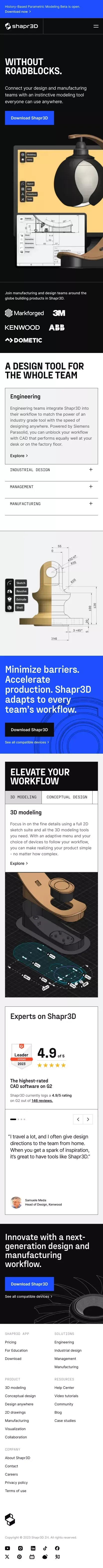 Shapr3D | CAD: Design to Manufacturing | Windows, Mac, iPad mobile view
