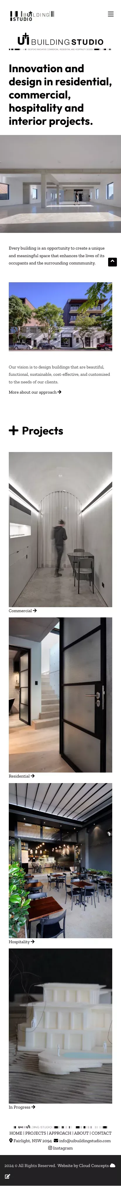 Innovation and design in residential, commercial, hospitality and interior projects. | UI Building Studio mobile view