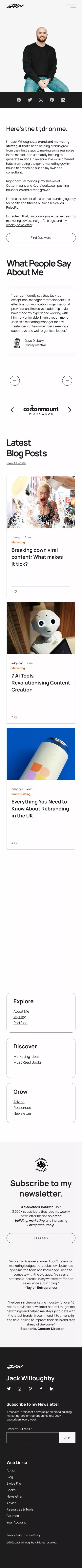 Jack Willoughby | Brand Building and Marketing Strategist mobile view
