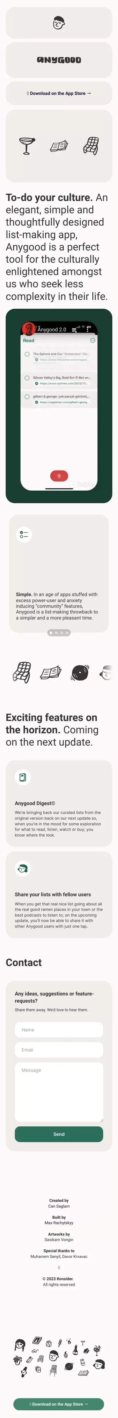 Anygood - A New To-Do App To Catalogue Your Culture. mobile view