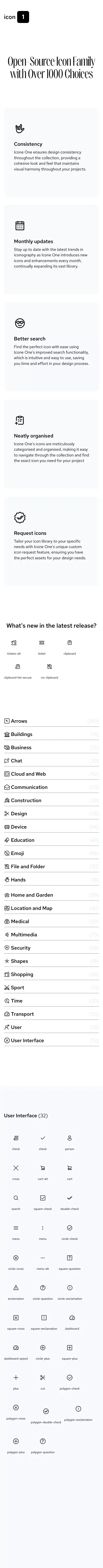 Icone.one - Open-Source Icon Family with Over 1000 Choices mobile view
