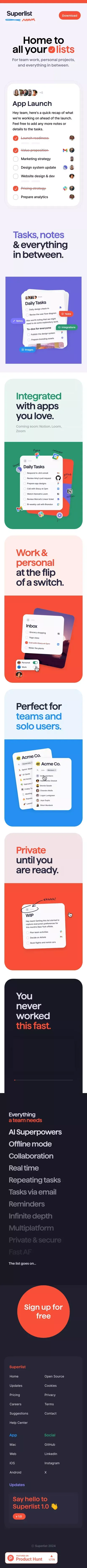 Superlist: Home to all your lists mobile view