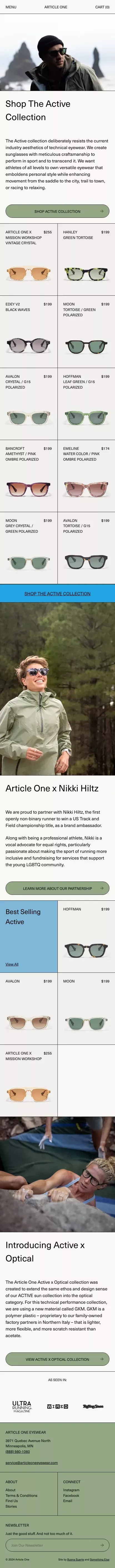 Article One Eyewear mobile view