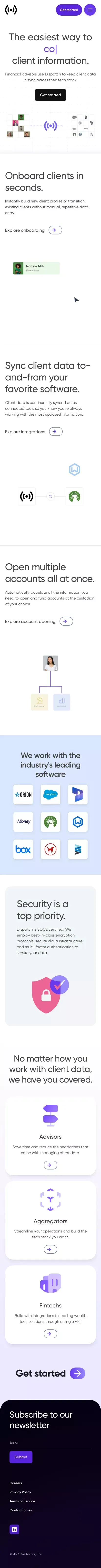 Easily collect, sync, and manage client data | Dispatch mobile view
