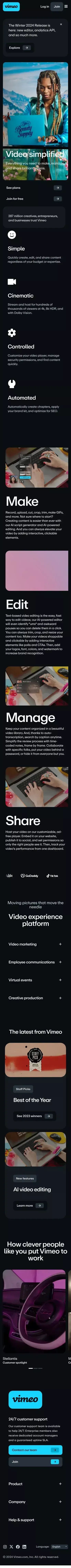 Vimeo - Video Experience Platform with AI mobile view