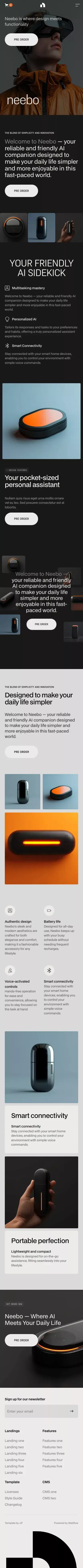 Neebo - Webflow Ecommerce Website Template mobile view