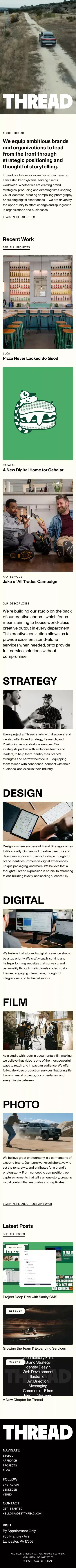 Thread | Pushing brand potential through storytelling. mobile view