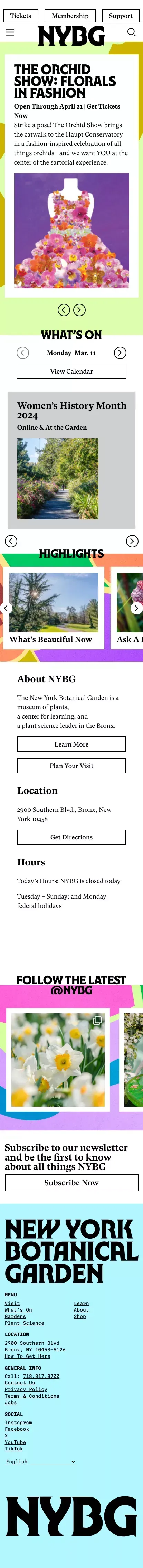 New York Botanical Garden mobile view