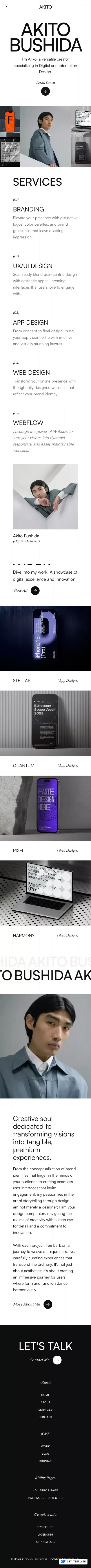 Akito - Webflow Ecommerce Website Template mobile view